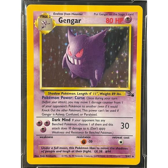 1999 Gengar #5 Pokémon Fossil Holo ArenaClub Graded NM+ 7.5 - Picture 2 of 4